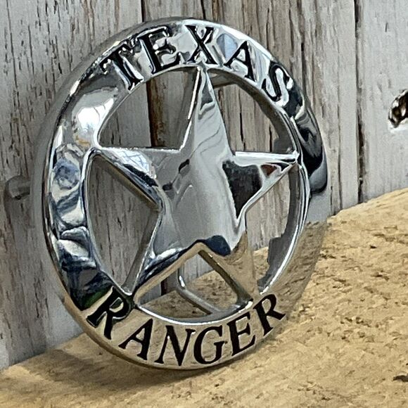 Texas Ranger Belt Buckle Mens Badge Silver Tone Western Star - Picture 3 of 5
